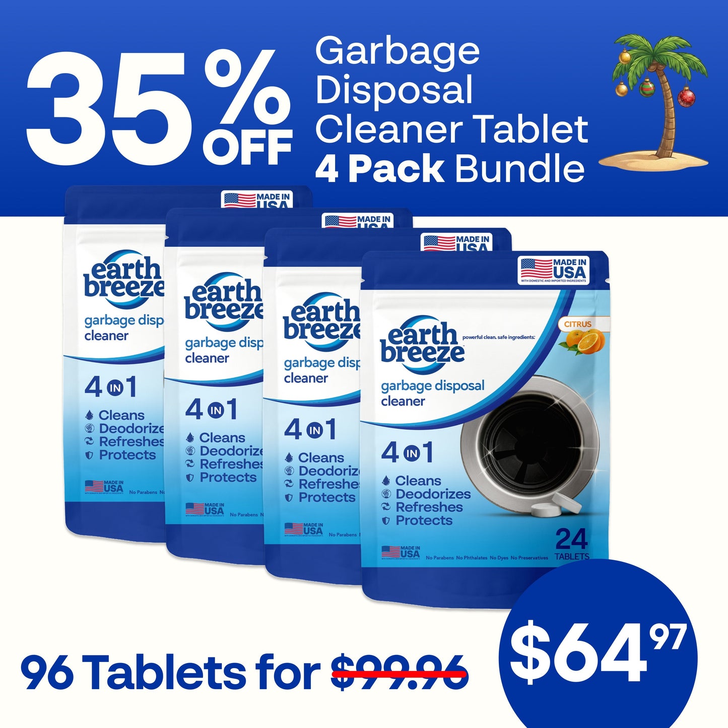 Garbage Disposal Cleaner Tablets - 4 Pack